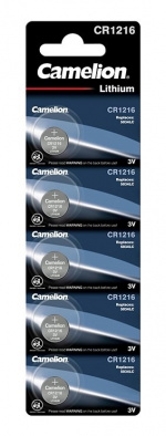 Camelion CR1216/3V, knappcellsbatteri, litium, 5-pack