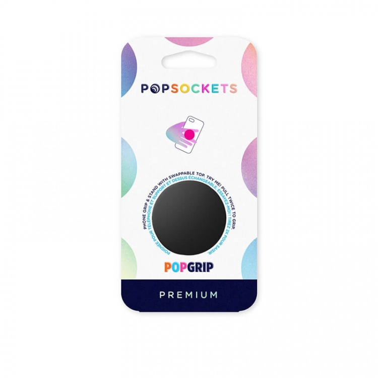 Popsockets Aluminum Black Avtagbart Grip Med Ställfunktion Premium
