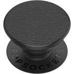 PopSockets Pebbled Vegan Leather Black Avtagbart Grip med Ställfunktion Premium