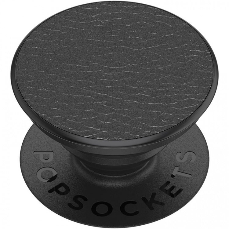 PopSockets Pebbled Vegan Leather Black Avtagbart Grip med Ställfunktion Premium