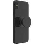 PopSockets Pebbled Vegan Leather Black Avtagbart Grip med Ställfunktion Premium