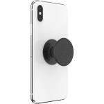 PopSockets Pebbled Vegan Leather Black Avtagbart Grip med Ställfunktion Premium