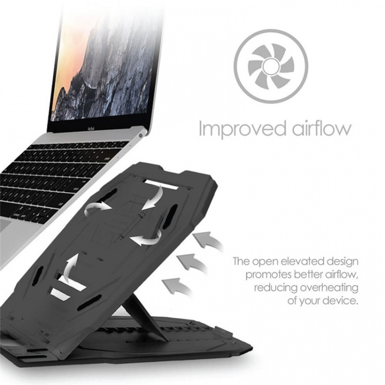 Desire2 2-i-1 Portabelt Laptopställ Svart 360 Roterbart Desire2 2-i-1 Portabelt Laptopställ Svart 360 Roterbart