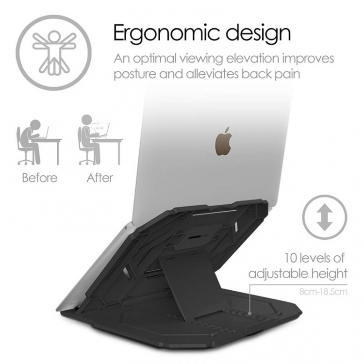 Desire2 2-i-1 Portabelt Laptopställ Svart 360 Roterbart Desire2 2-i-1 Portabelt Laptopställ Svart 360 Roterbart