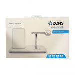 Zens Triple Bordsladdare QI + Dock + Watch 10W Vit (Apple QC 7,5W) 220V-sladd