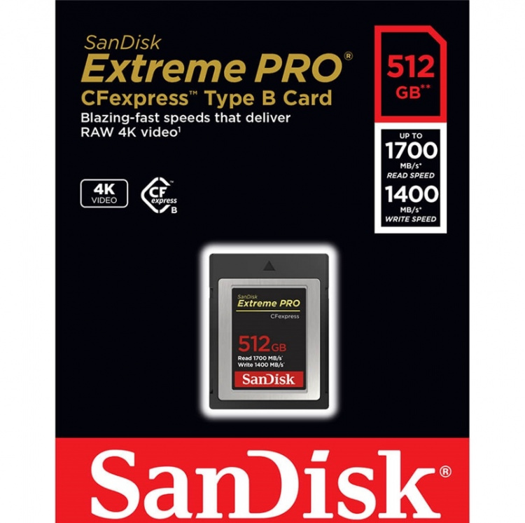 Sandisk Minneskort Cfexpress Extreme Pro 512Gb Sdcfe 1700Mb/S 1400Mb/S