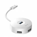 Baseus USB-Hub med 4 USB-portar, vit