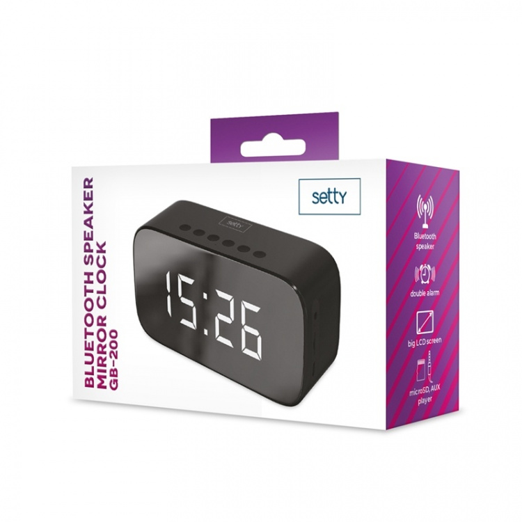 Setty GB-200 Väckarklocka med Bluetooth 5.0, Svart