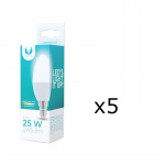 LED-Lampa E14, C37, 3W, 230V, 4500K 5-pack, Vit neutral