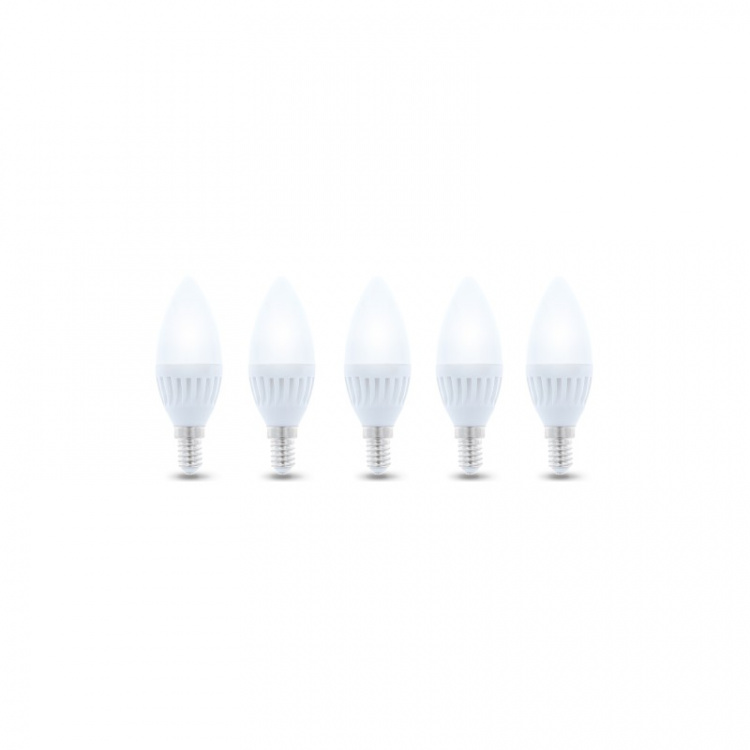 LED-Lampa E14, C37, 10W, 230V, 4000K, Keramisk, 5-pack, Vit neutral
