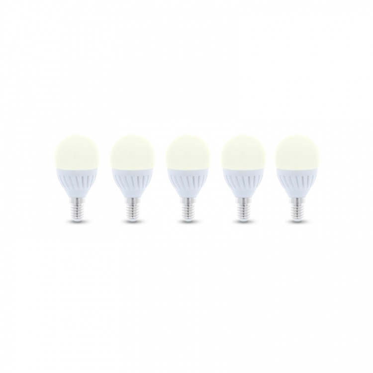 LED-Lampa E14, G45, 10W, 230V, 3000K, Keramisk, 5-pack, Varmvitt