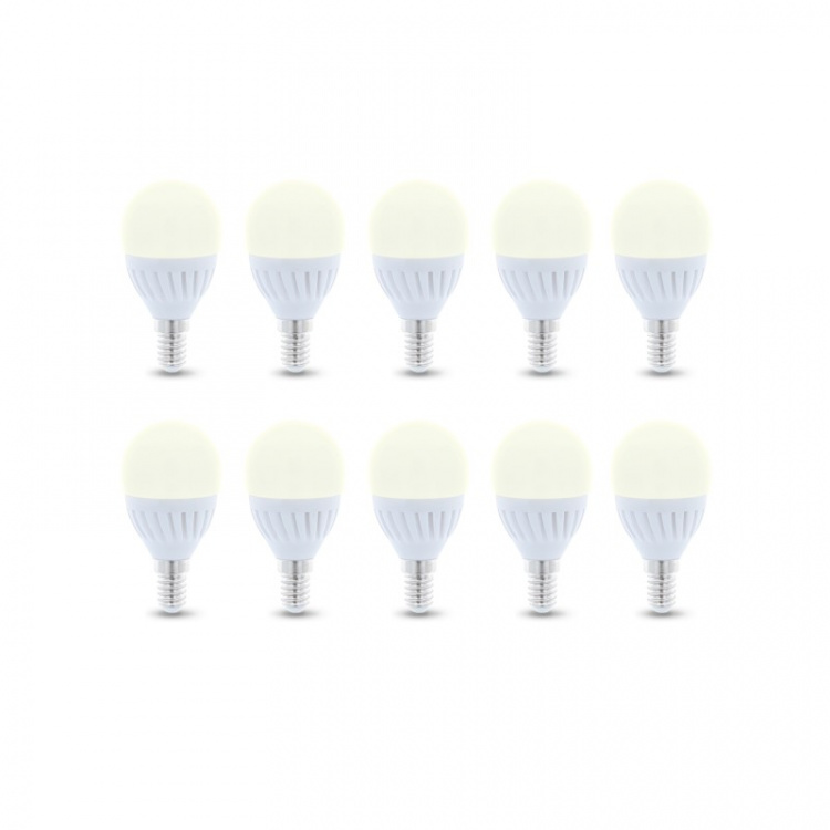 LED-Lampa E14, G45, 10W, 230V, 3000K, Keramisk, 10-pack, Varmvitt