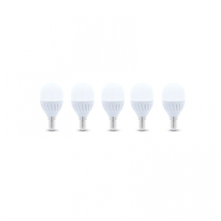 LED-Lampa E14, G45, 10W, 230V, 4500K, Keramisk, 5-pack, Vit neutral