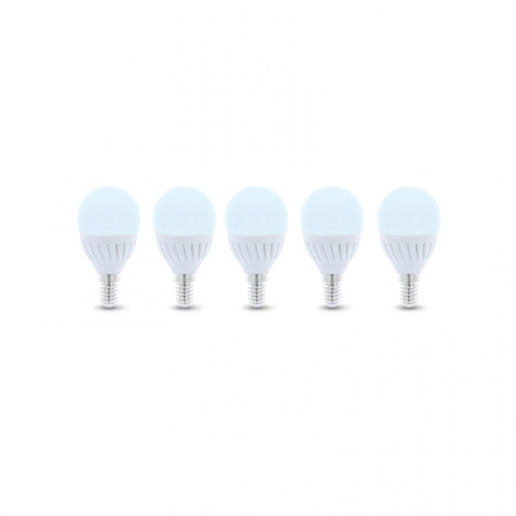 LED-Lampa E14, G45, 10W, 230V, 6000K, Keramisk 5-pack, Kallvitt