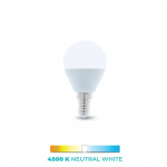 LED-Lampa E14, G45, 6W, 4500K, Vit neutral