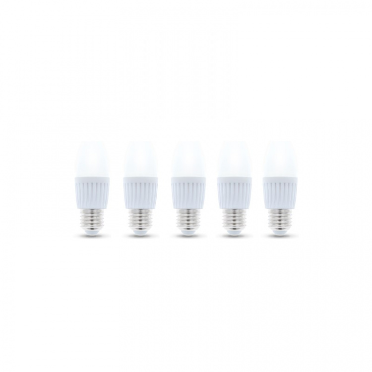 LED-Lampa E27, C37, 10W, 230V, 3000K, Keramisk 5-pack, Varmvitt