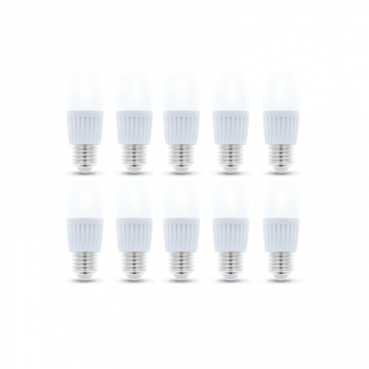 LED-Lampa E27, C37, 10W, 230V, 6000K, Keramisk 10-pack, Kallvit LED-Lampa E27, C37, 10W, 230V, 6000K, Keramisk 10-pack, Kallvit