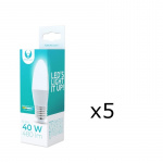 LED-Lampa E27, C37, 6W, 4500K 5-pack, Vit neutral