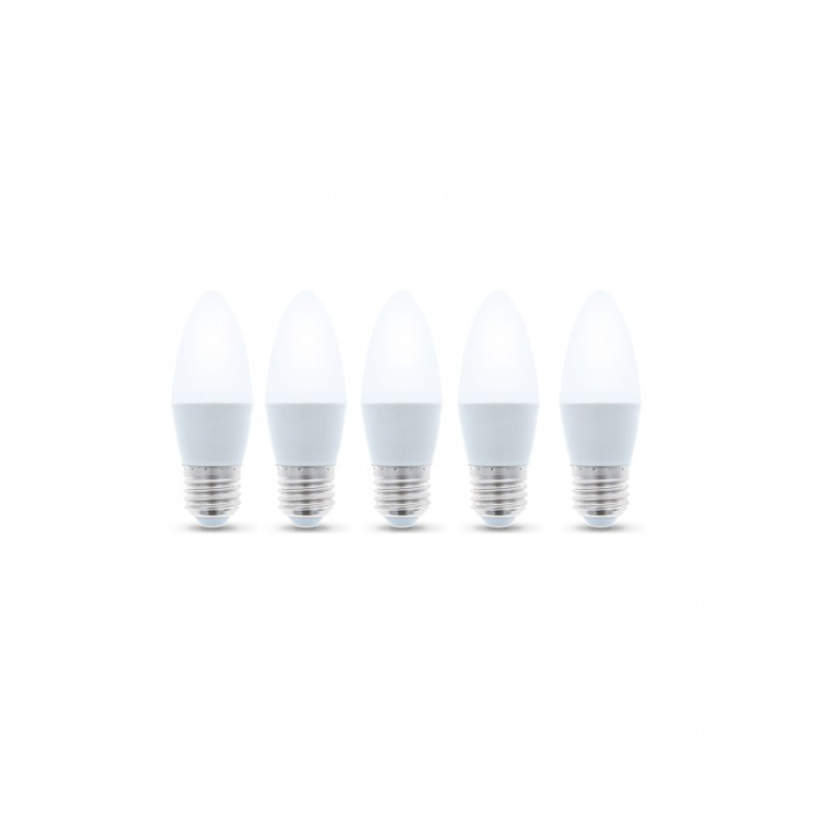 LED-Lampa E27, C37, 6W, 4500K 5-pack, Vit neutral
