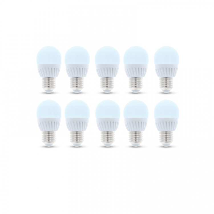 LED-Lampa E27, G45, 10W, 230V, 6000K, Keramisk 10-pack, Kallvit