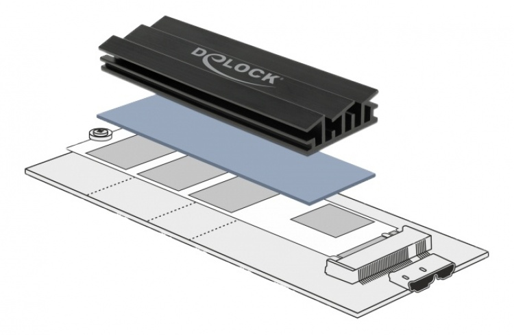 Delock Heat Sink 70 mm for M.2 module black Delock Heat Sink 70 mm for M.2 module black