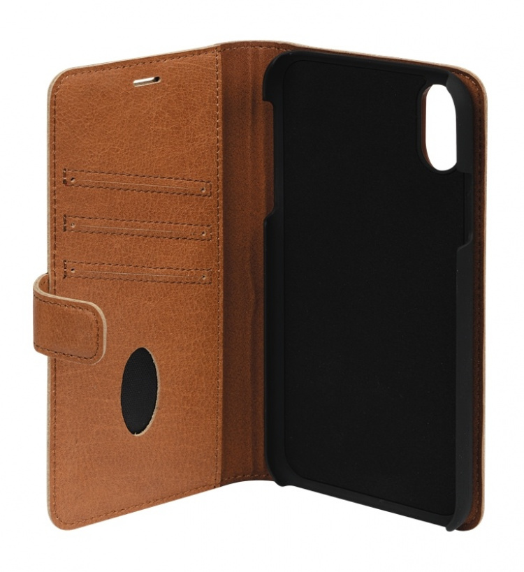 Essentials iPhone XR, Läder wallet avtagbar, ljus brun Essentials iPhone XR, Läder wallet avtagbar, ljus brun