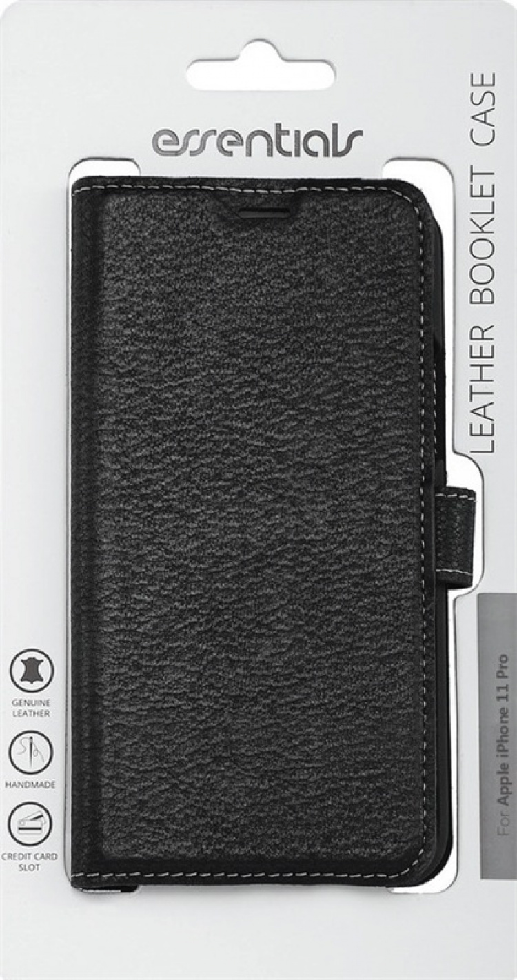 Essentials iPhone 11 Pro, Läder wallet 3 kort, svart