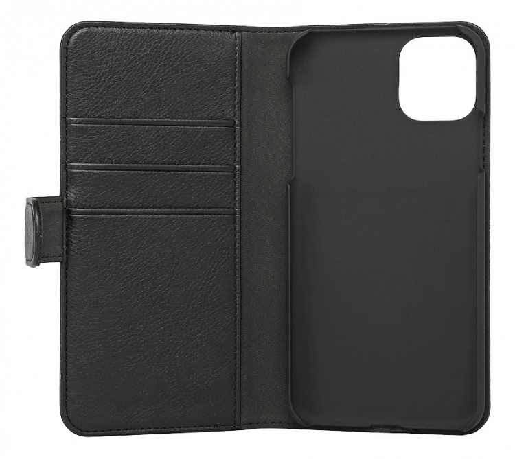 Essentials iPhone 11 Pro Max, PU wallet 3 kort, svart