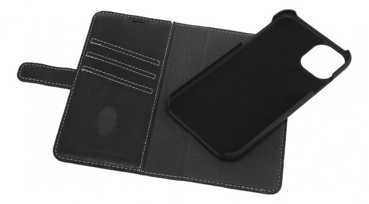Essentials iPhone 11, Läder wallet avtagbar, svart Essentials iPhone 11, Läder wallet avtagbar, svart