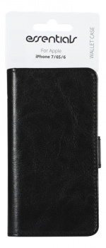 Essentials iPhone 6/7/8/SE (2020), PU wallet 2 kort, svart Essentials iPhone 6/7/8/SE (2020), PU wallet 2 kort, svart