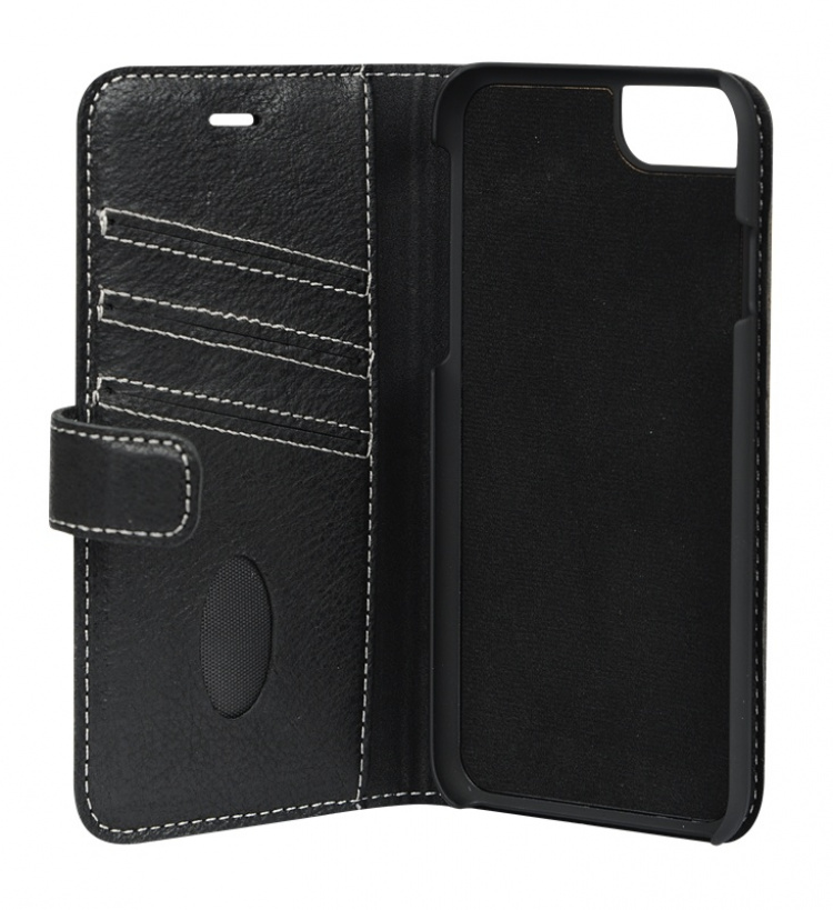 Essentials iPhone 6/7/8/SE (2020), Läder wallet avtagbar, svart