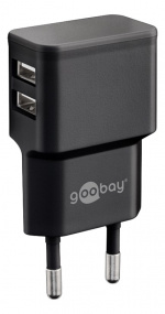 Goobay Dual USB charger 2.4 A (12W) black, Plastic bag Goobay Dual USB charger 2.4 A (12W) black, Plastic bag