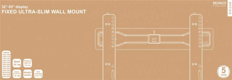 DELTACO Office, fixed ultra-slim wall, 32 DELTACO Office, fixed ultra-slim wall, 32