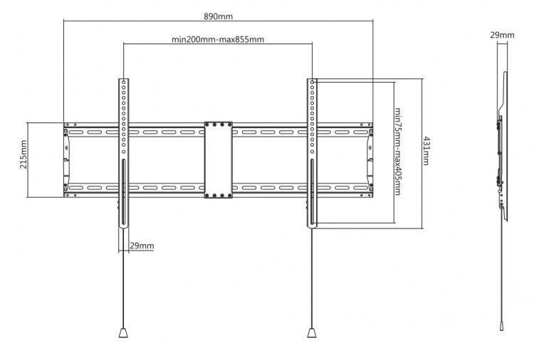 DELTACO Office, heavy-duty fixed foldable, 43 DELTACO Office, heavy-duty fixed foldable, 43