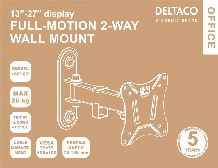 DELTACO Office, full-motion 2-way wall, 13