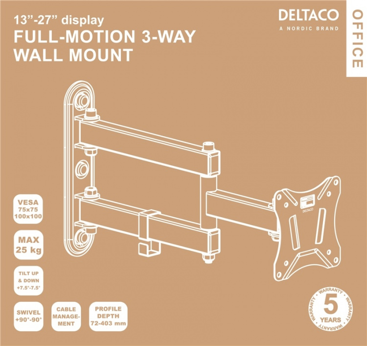 DELTACO Office, full-motion 3-way wall, 13 DELTACO Office, full-motion 3-way wall, 13