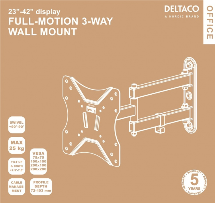 DELTACO Office, full-motion 3-way wall, 23 DELTACO Office, full-motion 3-way wall, 23