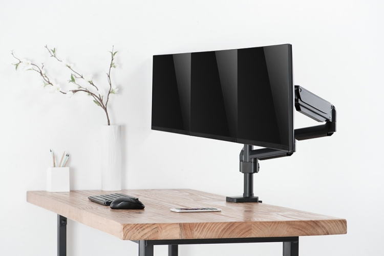 DELTACO Office, Tripple desk, gas spring,17