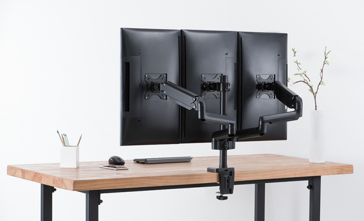 DELTACO Office, Tripple desk, gas spring,17