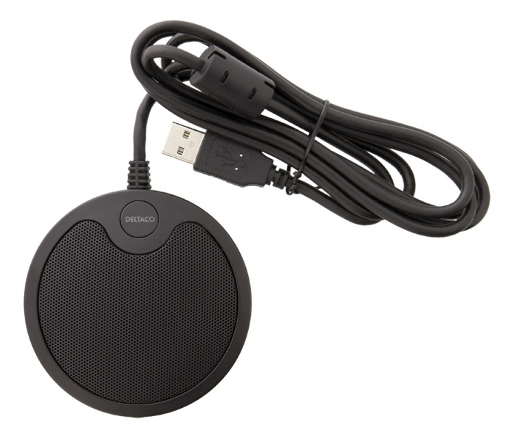 DELTACO Office Tryckzonsmikrofon med USB och 3,5 mm, VoIP/Skype kompat