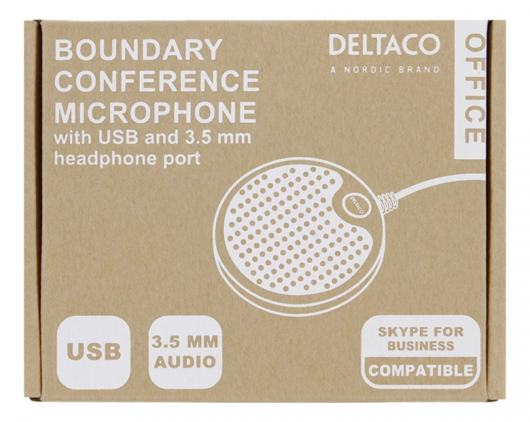 DELTACO Office Tryckzonsmikrofon med USB och 3,5 mm, VoIP/Skype kompat