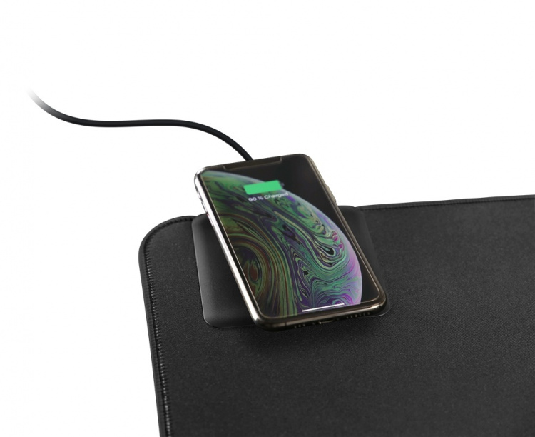 DELTACO Office, extra wide mousepad with fast wireless charger, 90x40