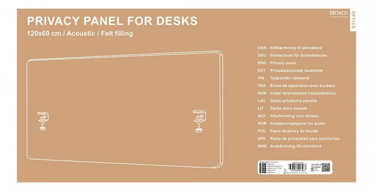 DELTACO Office, 1200x600mm Acoustic Desktop Privacy Panel