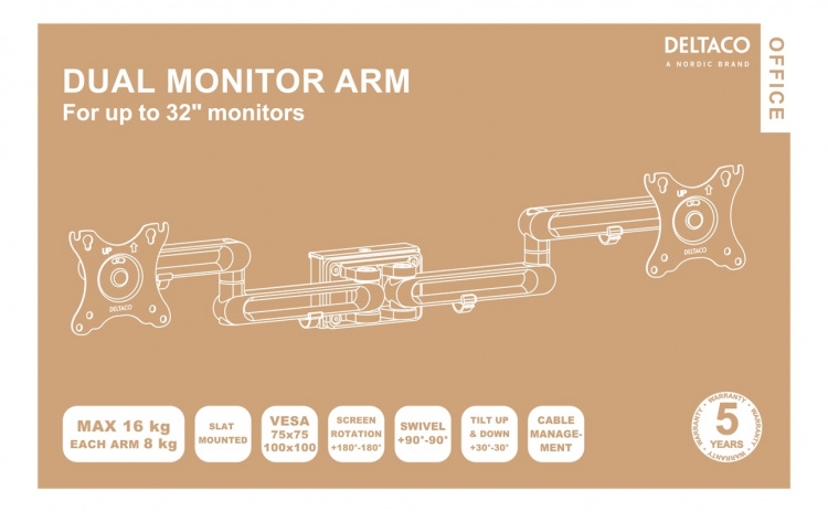 DELTACO Office, Monitor Arm Dual Monitor DELTACO Office, Monitor Arm Dual Monitor