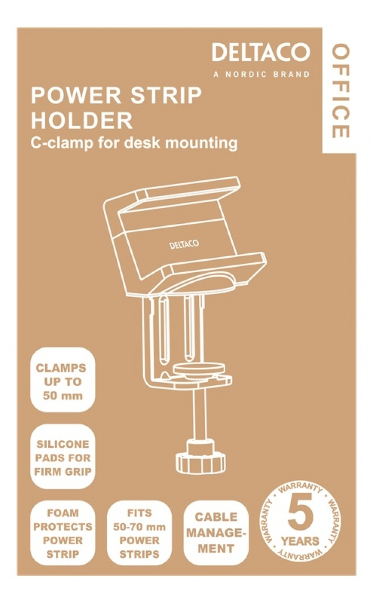 DELTACO Office, Clamp-On Power Strip Holder