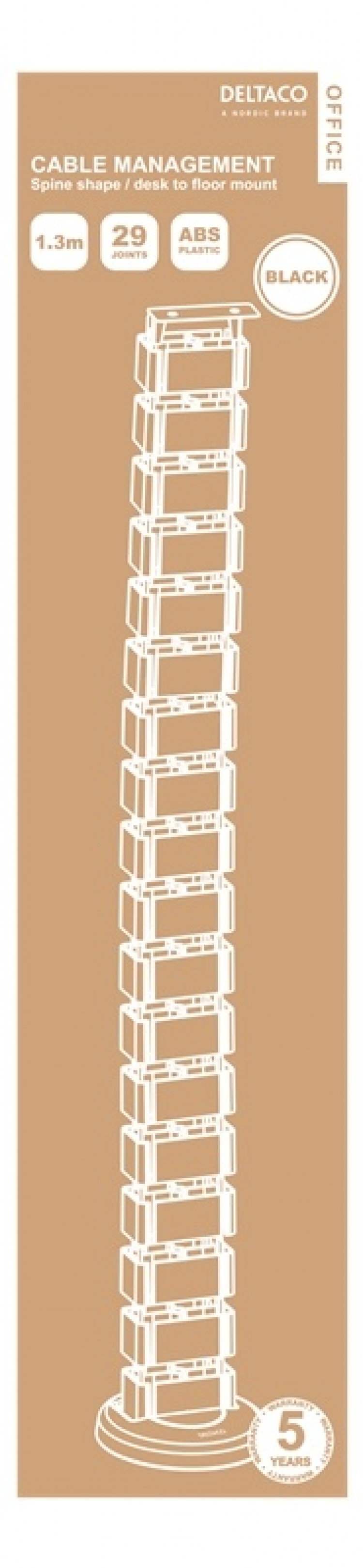 DELTACO Office, Spine Cable Organizer & Hider, Black