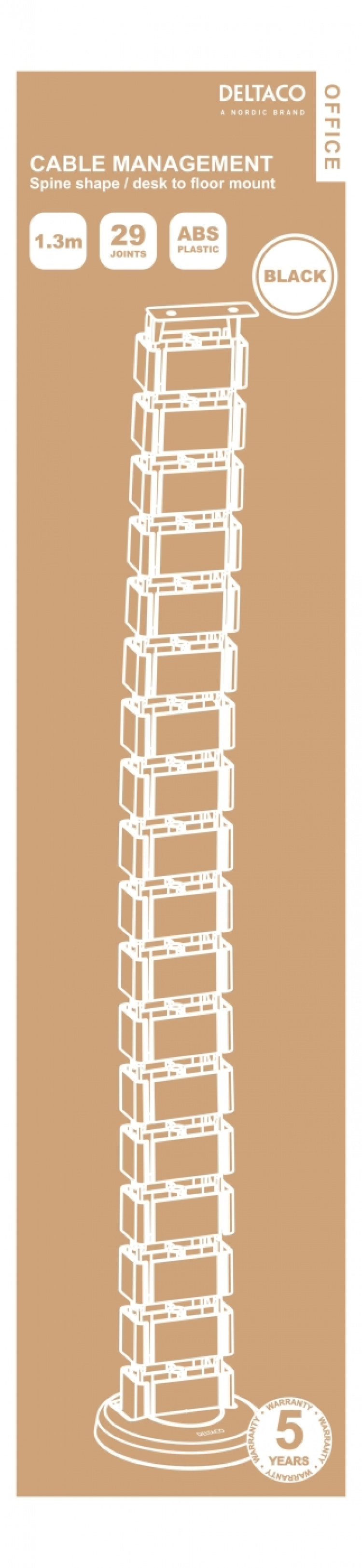 DELTACO Office, Spine Cable Organizer & Hider, Black