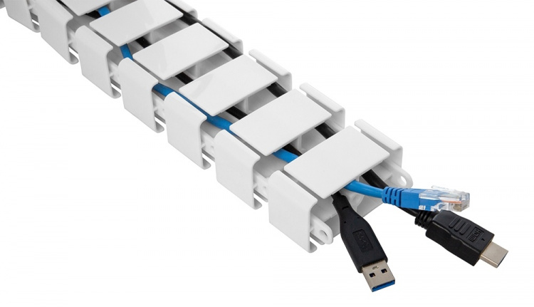 DELTACO Office, Spine Cable Organizer & Hider, White DELTACO Office, Spine Cable Organizer & Hider, White