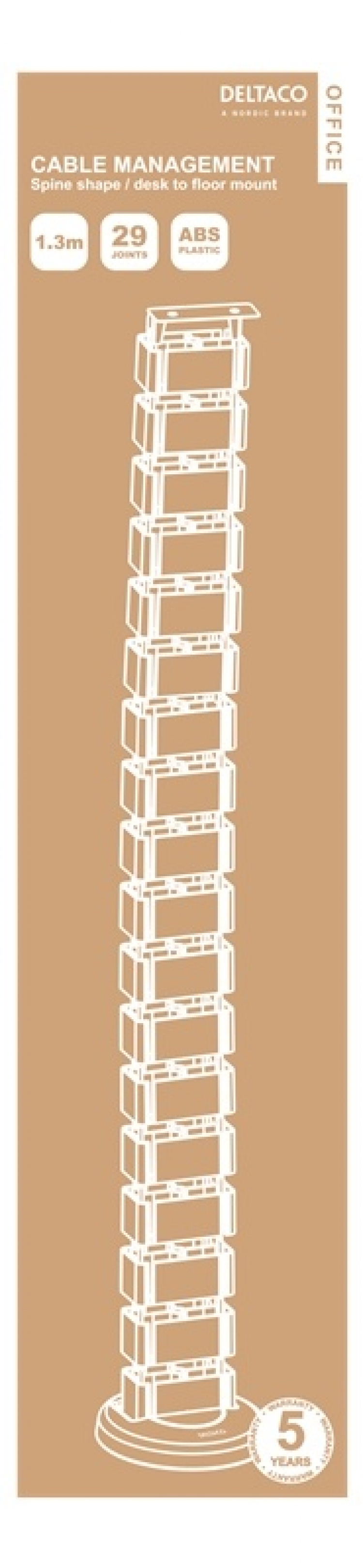 DELTACO Office, Spine Cable Organizer & Hider, White DELTACO Office, Spine Cable Organizer & Hider, White