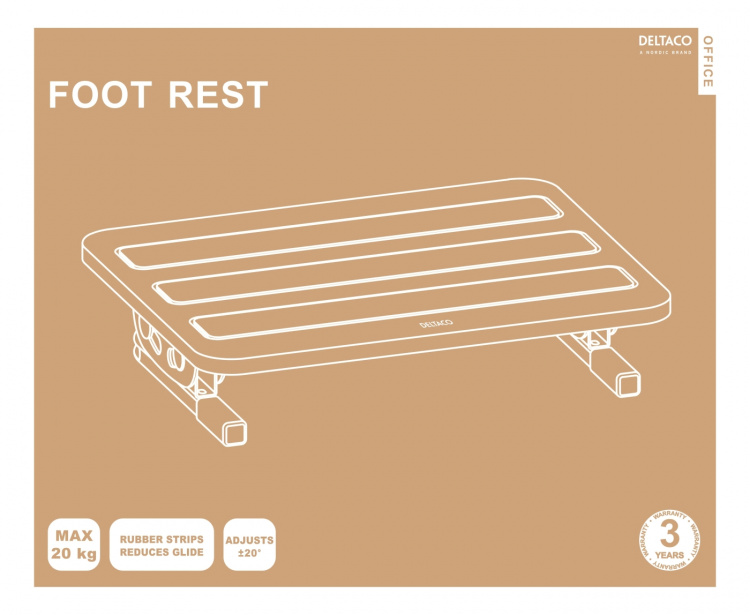 DELTACO Office, Ergonomic Tiltable Steel Foot Rest DELTACO Office, Ergonomic Tiltable Steel Foot Rest